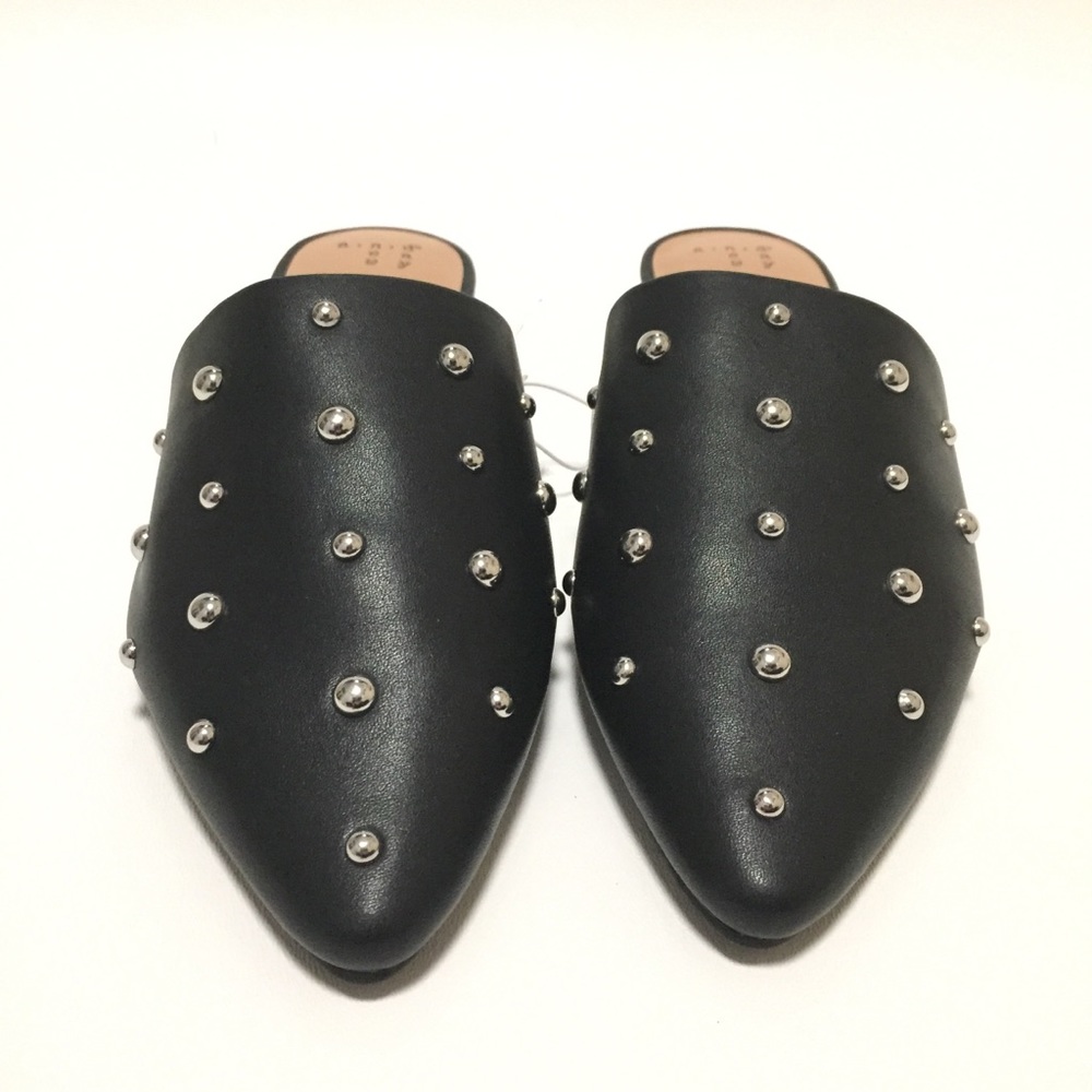 A New Day Kari Black Silver Studded Mules - Picture 2 of 6